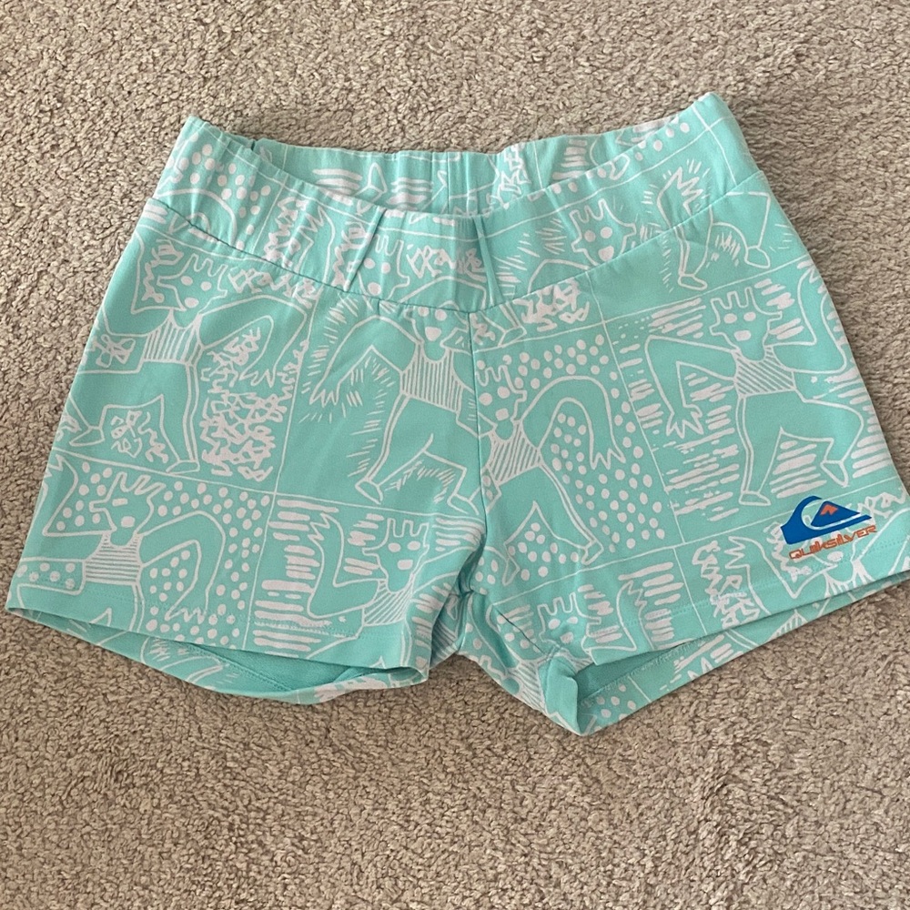 Quiksilver Stranger Things collab Aqua & White Patterned Swim Trunks